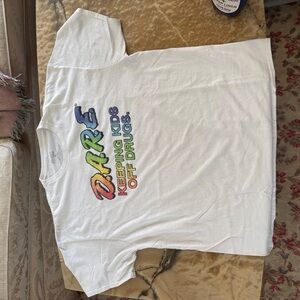 White T-Shirt with Colorful D.A.R.E. Print